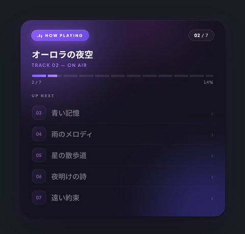 Floating Card テーマのプレビュー
